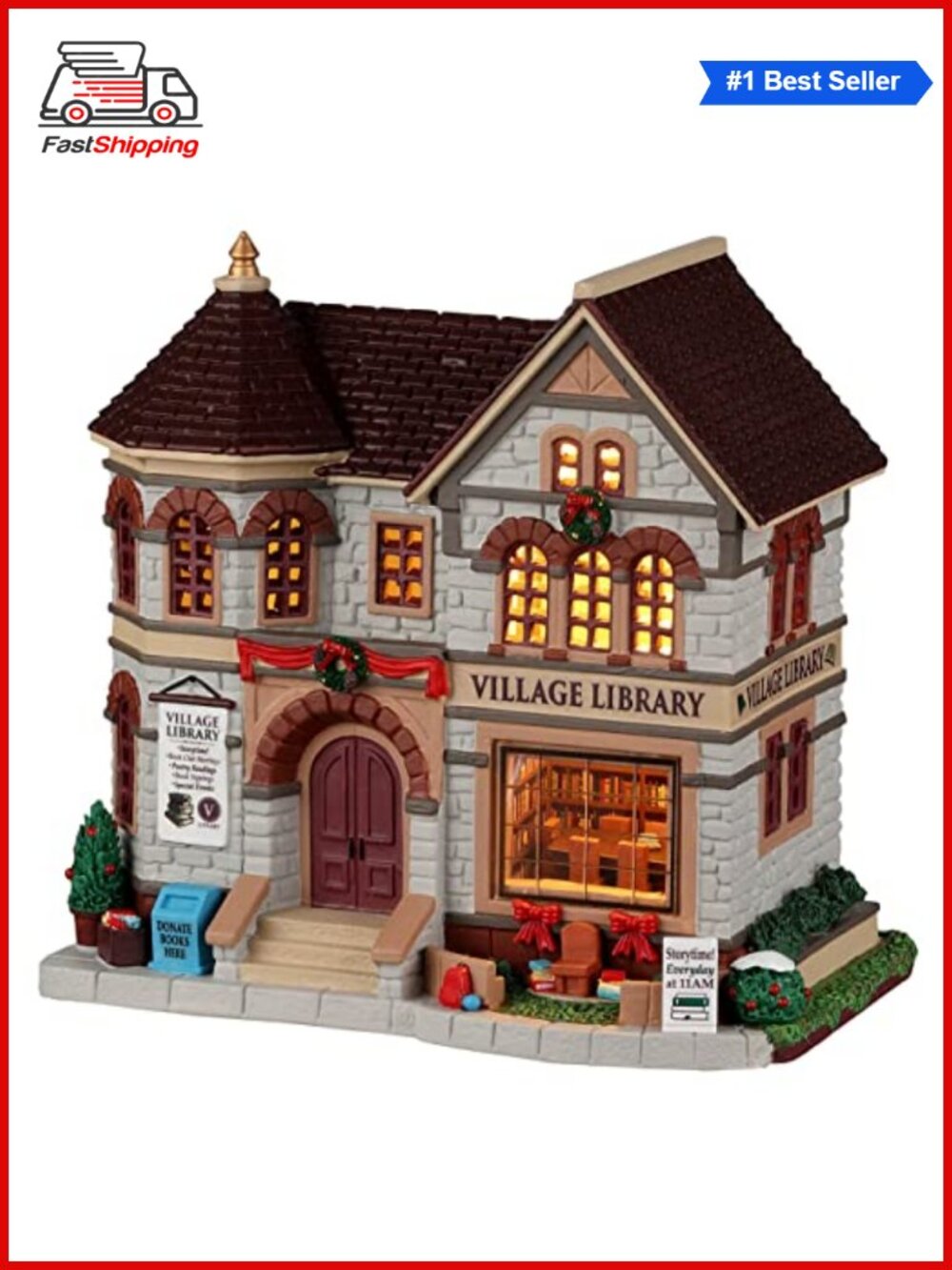 🎅 Lemax Caddington Village Library 2022 Lighted Building